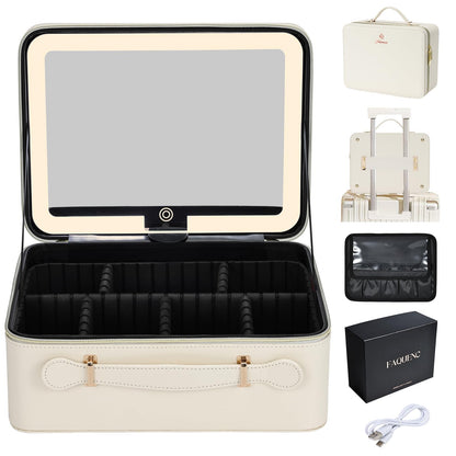 Leather Makeup Case with LED Lighted Mirror
